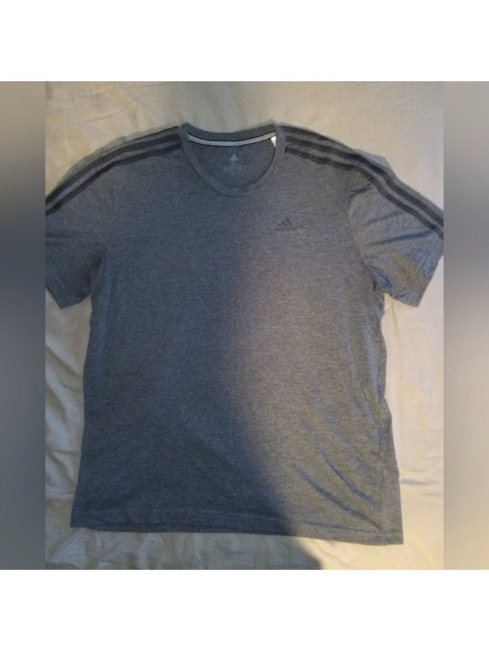 Retro Adidas Grey Black Comfortable Short Sleeve Climalite T Shirt 3 Stripes